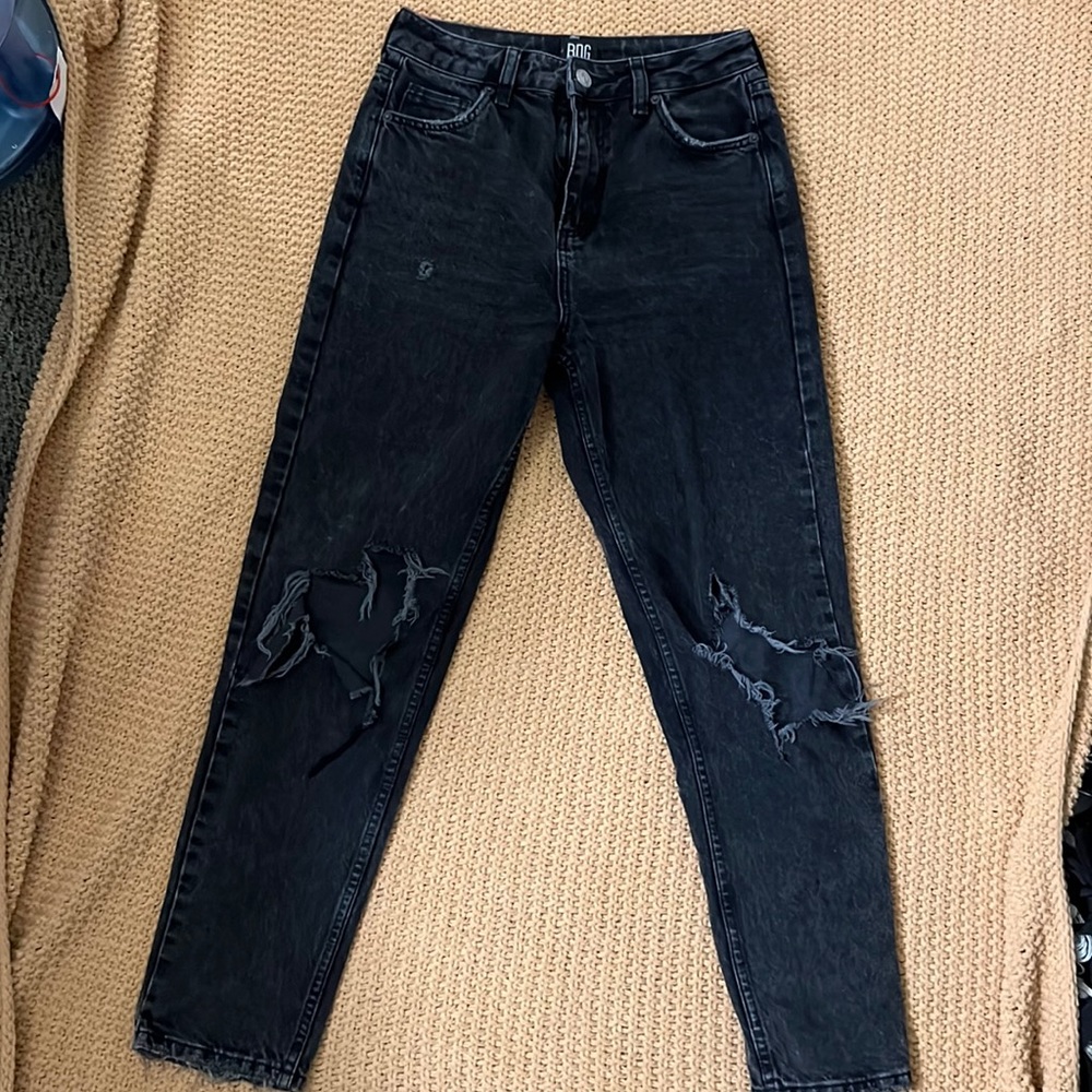 BDG by Urban Outfitters Black Distressed Mom Jeans